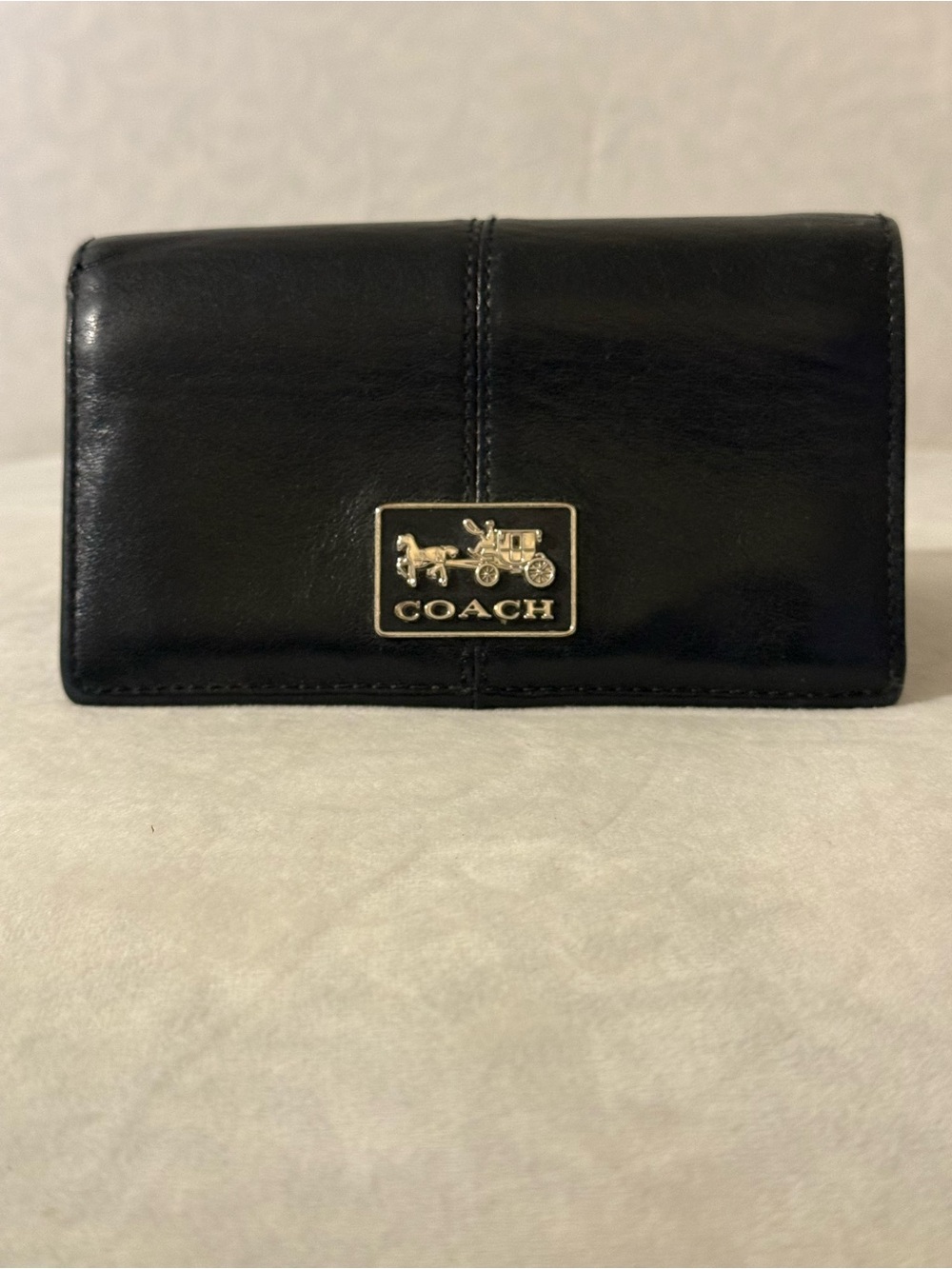 Coach Black Leather Horse & Carriage Continental Wallet